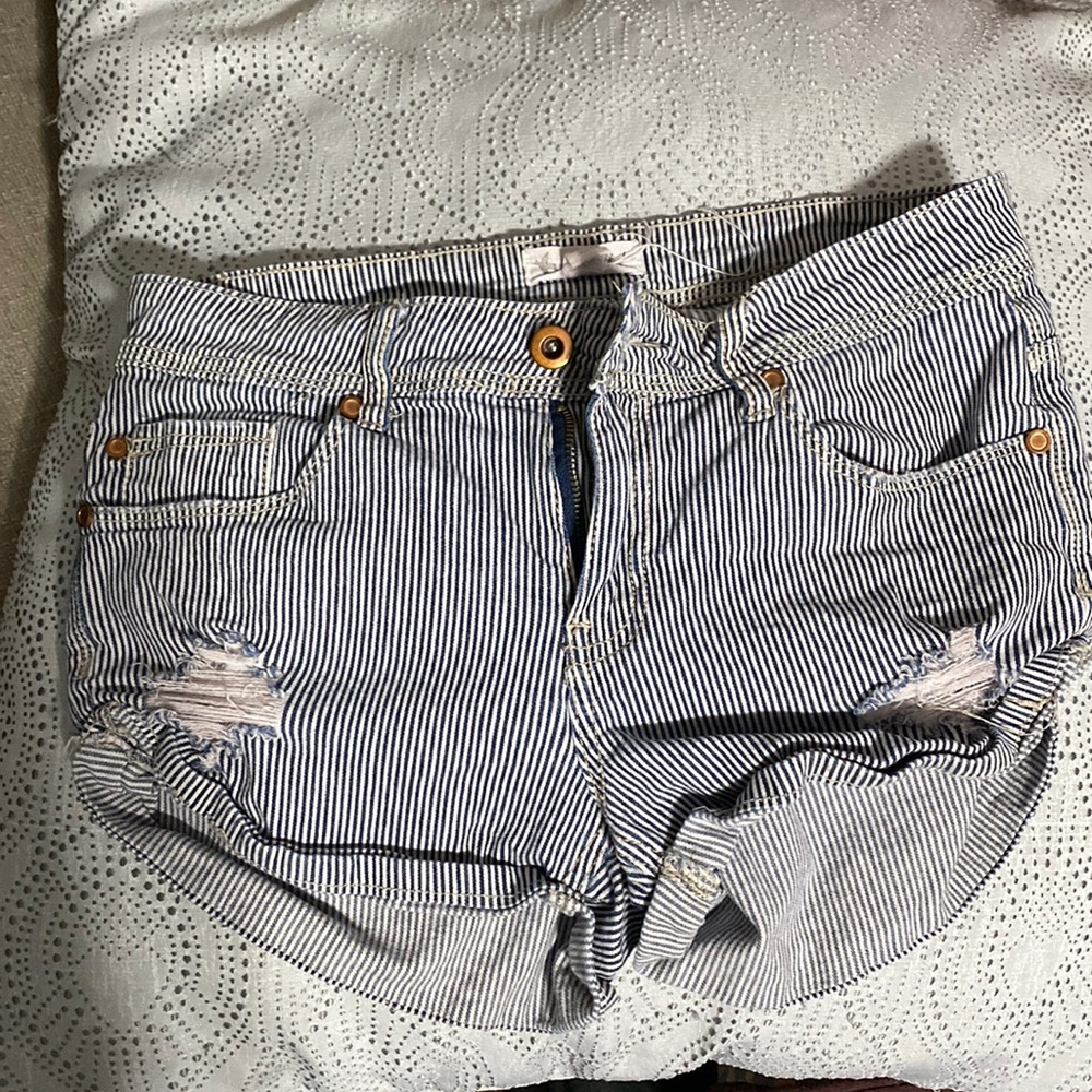 Blue/white striped shorts